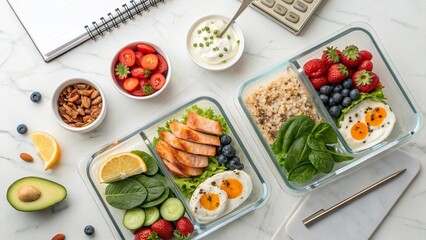 Clean Eating Meal Prep Collection – Healthy & Balanced Food Flat Lay