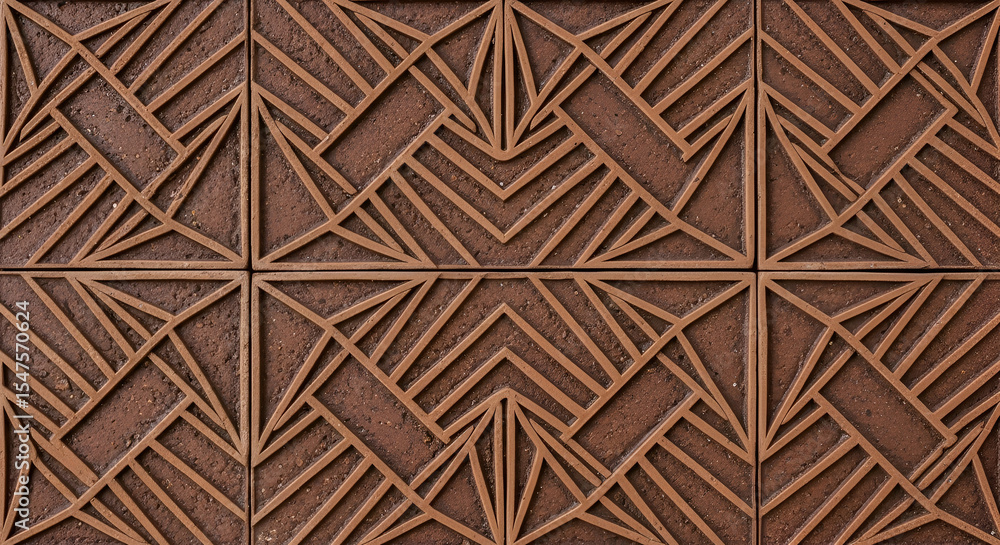 Poster elegant terracotta tiles showcase intricate geometric patterns ideal for architectural designs and i