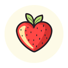 Fototapeta premium Red heart icon illustration strawberry design vector