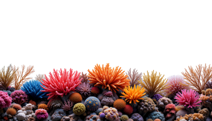 Colorful Coral Reefs Isolated on Transparent Background – Underwater Marine Life PNG