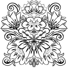 outline for drawing festive with flowers