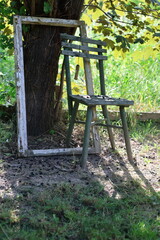 Old dilapidated garden chair