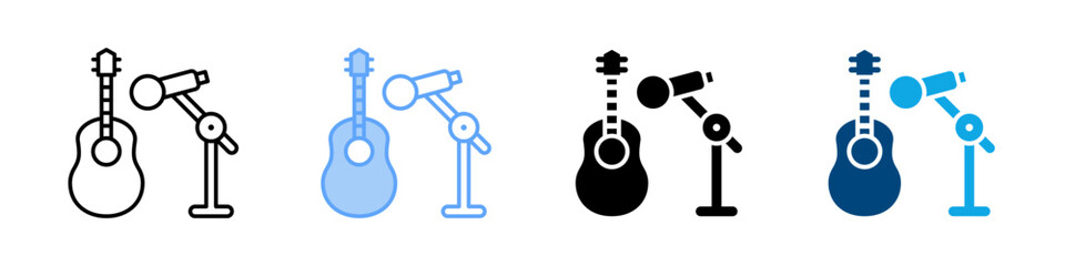 Concert Icon Set Multiple Style. Designed In Outline, Blue, Glyph, Dual Tone