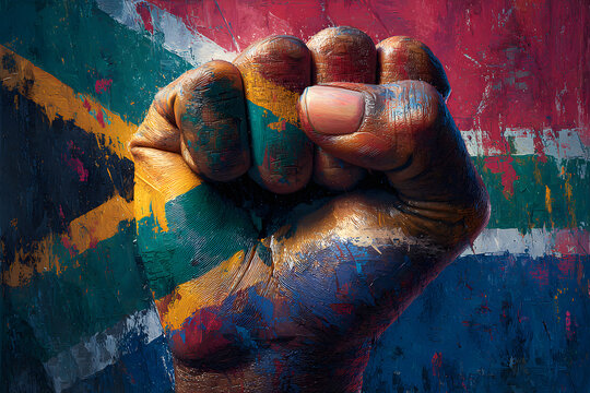 South africa youth day raised fist and flag design