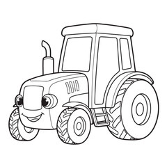 Adorable Cartoon Tractor Coloring Page Fun Farm Vehicle Illustration