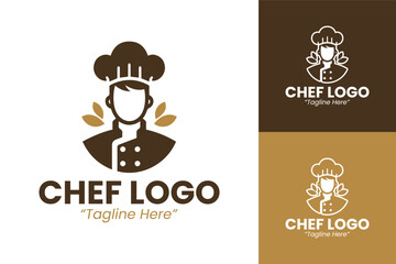 Elegant Chef Logo with Brown and Gold Colors for Culinary and Restaurant Identity