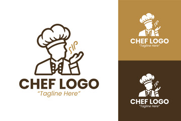 Creative Brown and Gold Chef Logo for Modern Culinary Branding and Restaurant Identity