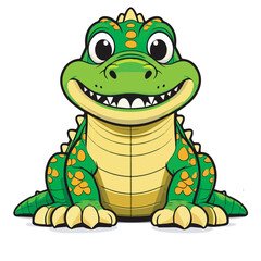 Adorable Cartoon Alligator Illustration Green Reptile Character Design