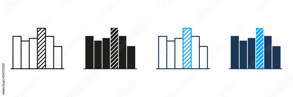 Poster bar chart line and solid icon set. data visualization, statistical analysis, and business reporting 
