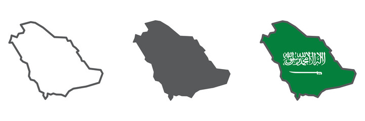 Map of Saudi Arabia icon collection, country and geography, Saudi Arabia map sign vector set graphics, editable stroke linear icon, eps 10