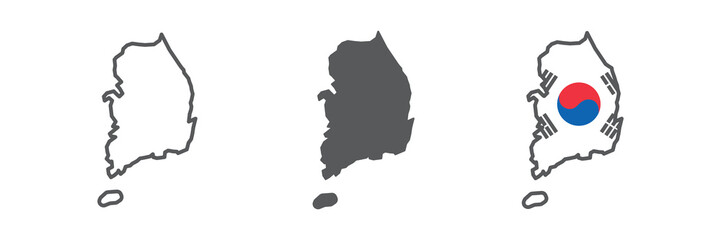 Map of South Korea icon collection, country and geography, south Korea map sign vector set graphics, editable stroke linear icon, eps 10