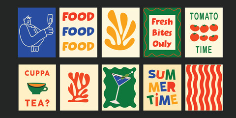 A complete pack of summer bistro quote banners from Tomato Time to Fresh bites only ready for seasonal campaigns, ads, or stock uploads
