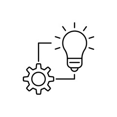 Cogwheel with lightbulb line icon. Innovation concept