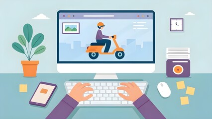 Fototapeta premium Streamlining Your Business Online Ordering and Delivery Services for Enhanced Efficiency