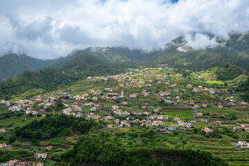 Obraz premium View of inhabited hill in Madeira
