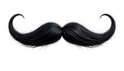 Black Mustache Isolated on Transparent Background