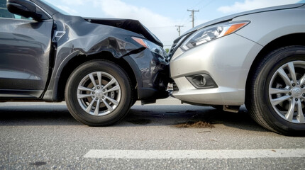 Car crash dangerous accident on the road.