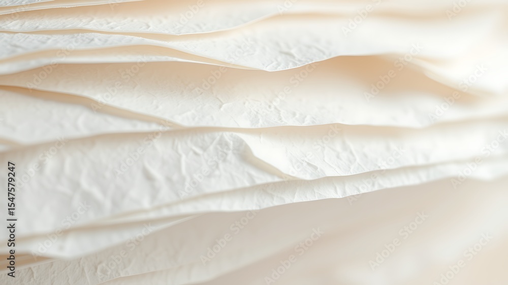 Poster closeup cream textured paper layers soft white background subtle shadows image