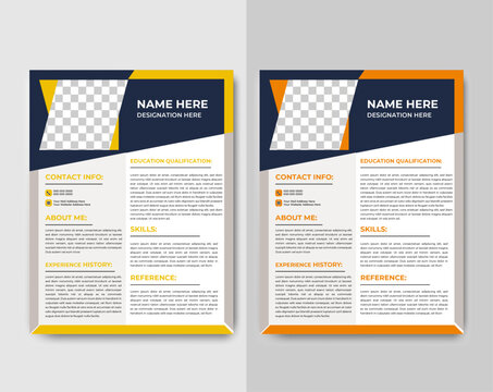 Modern Yellow and Orange CV Resume Template with Creative Layout – Professional and Clean Design for Job Applications