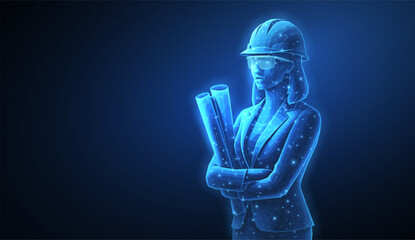 Woman architect. Construction, development, architecture, ai concept