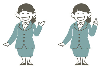 スーツの女性緑01-01