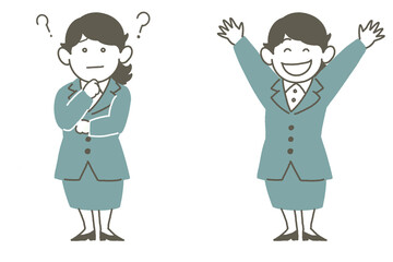 スーツの女性緑01-03