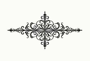 An elegant and timeless black vintage baroque ornament, featuring symmetrical swirls and floral motifs for use as a classic divider or header in your design projects.
