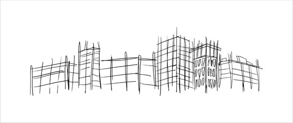 Buildings hand drawn sketch