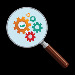 Magnifying Glass Gears Search Problem Solving
