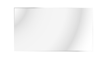 Clear, shiny acrylic sheet with realistic glare and reflections. Transparent plastic panel for product placement and presentation