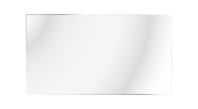 Clear, shiny acrylic sheet with realistic glare and reflections. Transparent plastic panel for product placement and presentation