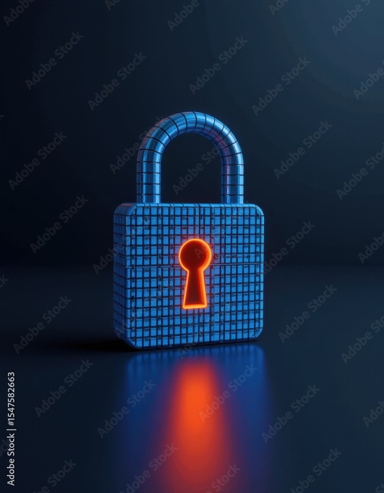 Poster digital security lock virtual environment 3d graphic abstract design modern concept for data protect