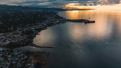 Last golden light over the port city of Honiara.