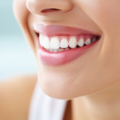 Closeup of a woman s beautiful smile with white teeth