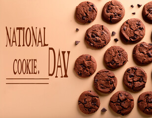 Freshly Baked Chocolate Chip Cookies Stack Minimalist Poster for National Cookie Day Celebration