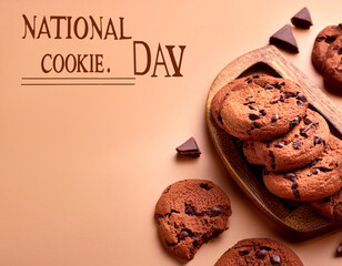 Freshly Baked Chocolate Chip Cookies Stack Minimalist Poster for National Cookie Day Celebration