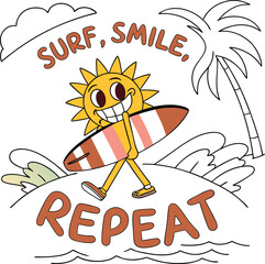 Funny cartoon dog vector illustration for a retro summer sale poster design