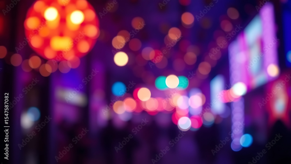 Poster a video showing vibrant blurred lights shining in darkness creating an abstract and colorful spectac