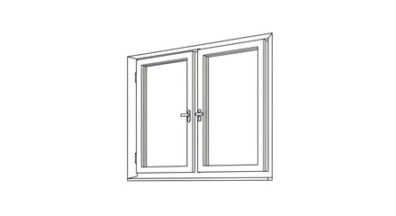 Sketch Style Vector Drawing of Open Home Window – Isolated Illustration