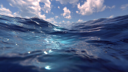 Underwater sea view looking at surface distortion above 