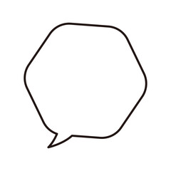 シンプルな ふきだし 六角形 単体 ベクター 白 黒