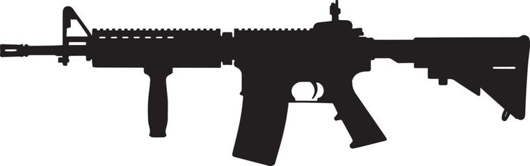 Silhouette of an M416 Carbine Assault Rifle with Foregrip 