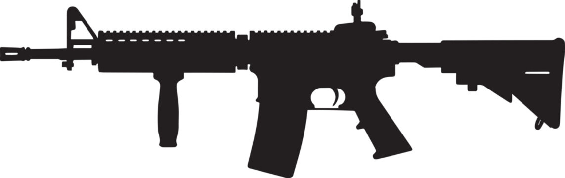 Silhouette of an M416 Carbine Assault Rifle with Foregrip 
