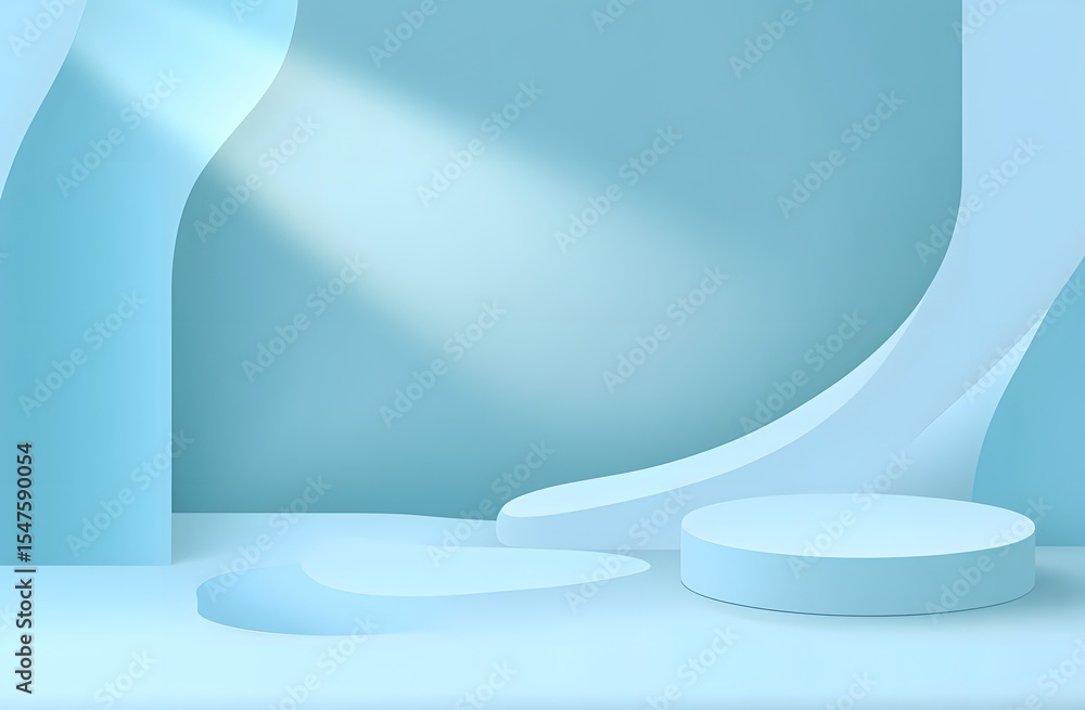 Poster abstract blue gradient background with a spotlight, an empty studio for product display presentation