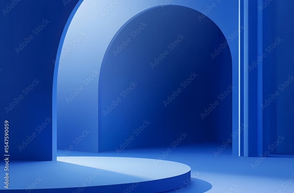 Poster abstract blue gradient background with a spotlight, an empty studio for product display presentation