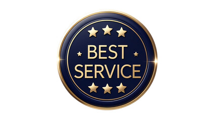 Fototapeta premium Navy & Gold “Best Service” Premium Seal Badge PNG