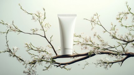 white cream tube on old wooden branch