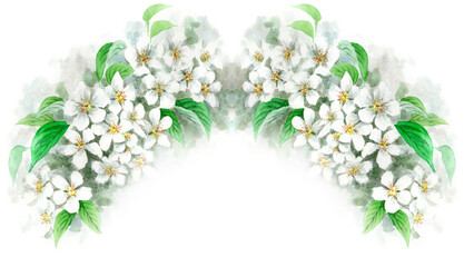 水彩で描いたりんごの花