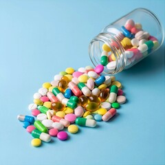colorful pills in a glass