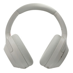 A pair of white over-ear headphones designed for comfortable listening.